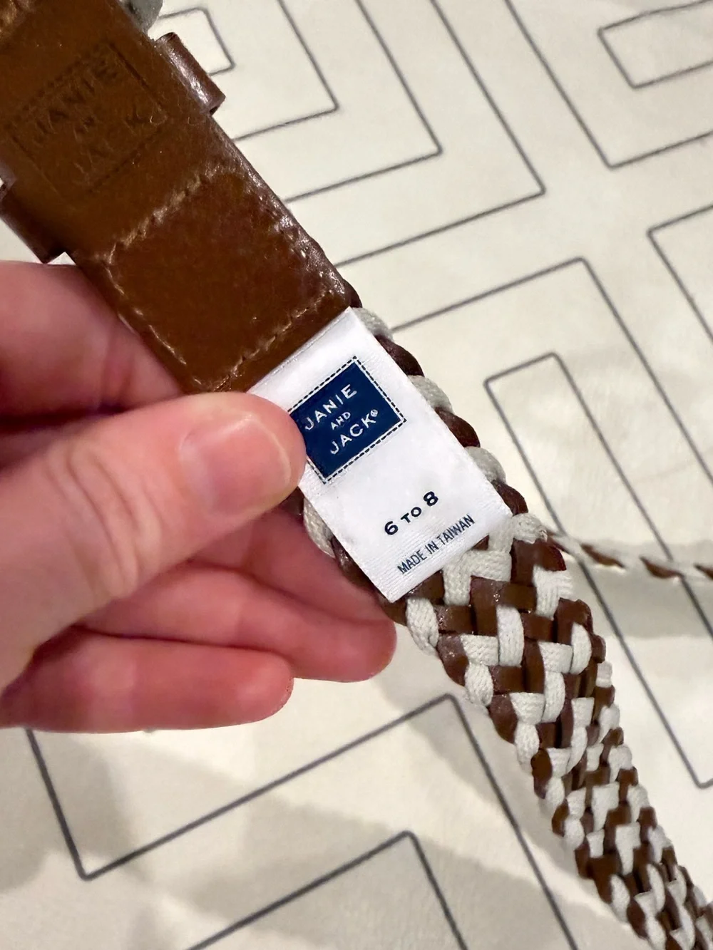 Janie and Jack Brown and White Woven Braided Belt